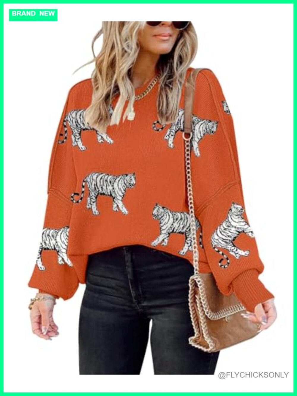 Womens Oversized Batwing Sleeve Knit Pullover Sweater with Pearls